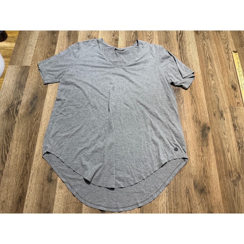 tasc Performance Shirts Womens Size L Gray Shorts Sleeve V-Neck Organic Cotton